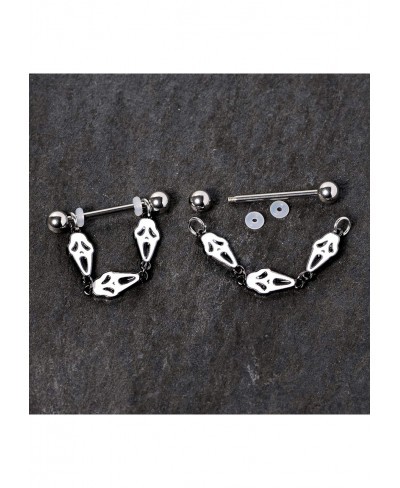 14G Womens Nipplerings Piercing 316L Steel 2Pc Screaming Ghost Dangle Nipple Ring Set 9/16 $21.80 Piercing Jewelry