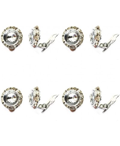 4Pairs Pack Round Shaped Cirle Rhinestone Crystal Clip On Earrings Non Pierced Party Dance Competition Bridal Prom Jewelry No...