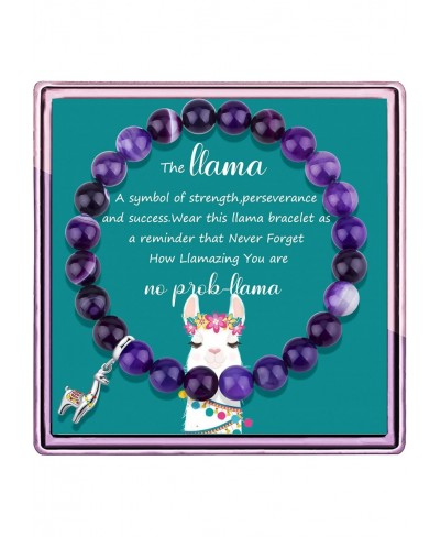 Llama Gifts for Women No Prob-Llama Bracelet Purple Agate Beads Llama Charm Llama Birthday Gift Alpaca Gifts for Llama Lovers...