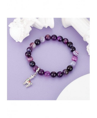 Llama Gifts for Women No Prob-Llama Bracelet Purple Agate Beads Llama Charm Llama Birthday Gift Alpaca Gifts for Llama Lovers...