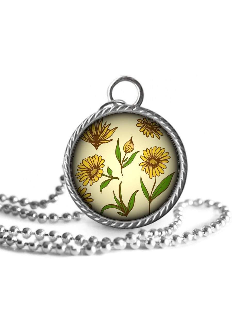 Calendula Pendant Art Picture Necklace Dome Glass Pendant $13.03 Jewelry Sets