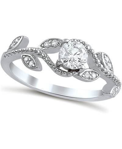 Sterling Silver Simulated Diamond 0.50 ct Size Engagement Ring - (Size 5-10) $12.89 Engagement Rings