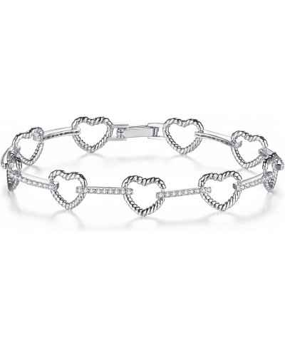 Copper Cubic Zirconia Love Heart Link Bracelet for Women $22.56 Link