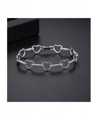 Copper Cubic Zirconia Love Heart Link Bracelet for Women $22.56 Link