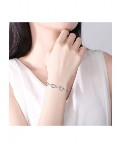 Copper Cubic Zirconia Love Heart Link Bracelet for Women $22.56 Link