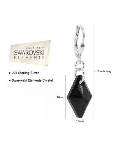 Swarovski Elements Black Crystal Sterling Silver Leverback Handmade Drop Earrings $27.82 Drop & Dangle