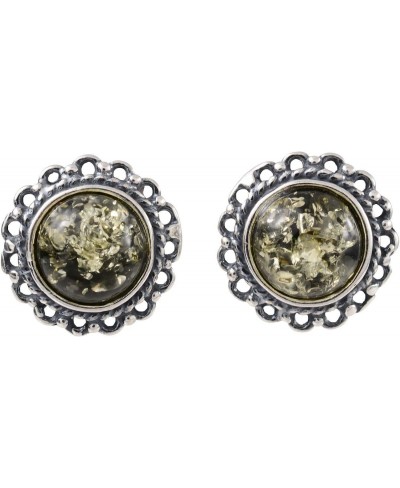 Sterling Silver and Baltic Green Amber Stud Earrings Anika $23.98 Stud