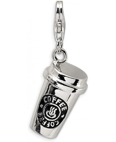 Trendy Rhodium Plated 3D Coffee Cup Floating Lobster Clasp Charm for Key Chain $9.49 Charms & Charm Bracelets