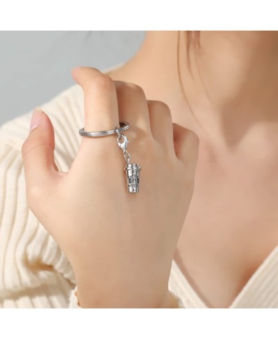 Trendy Rhodium Plated 3D Coffee Cup Floating Lobster Clasp Charm for Key Chain $9.49 Charms & Charm Bracelets