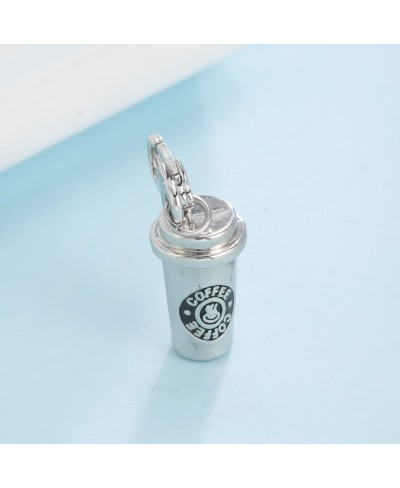 Trendy Rhodium Plated 3D Coffee Cup Floating Lobster Clasp Charm for Key Chain $9.49 Charms & Charm Bracelets