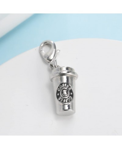 Trendy Rhodium Plated 3D Coffee Cup Floating Lobster Clasp Charm for Key Chain $9.49 Charms & Charm Bracelets