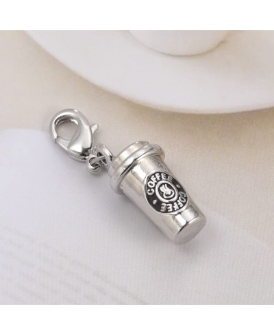 Trendy Rhodium Plated 3D Coffee Cup Floating Lobster Clasp Charm for Key Chain $9.49 Charms & Charm Bracelets