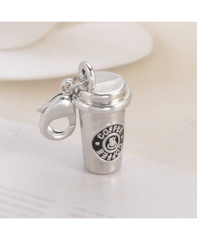 Trendy Rhodium Plated 3D Coffee Cup Floating Lobster Clasp Charm for Key Chain $9.49 Charms & Charm Bracelets