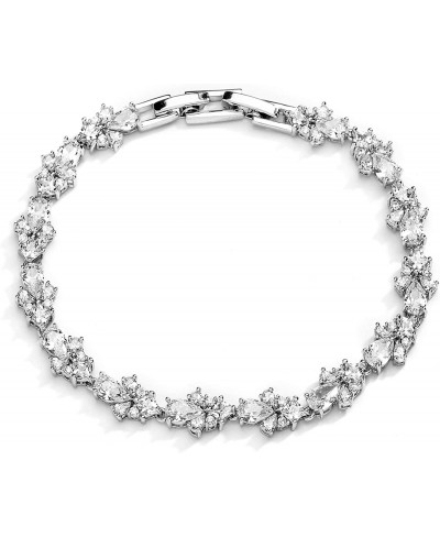 CZ Wedding Bridal & Prom Tennis Bracelet for Women Silver Platinum Plated 7" Plus 3/8" Extender $25.19 Tennis