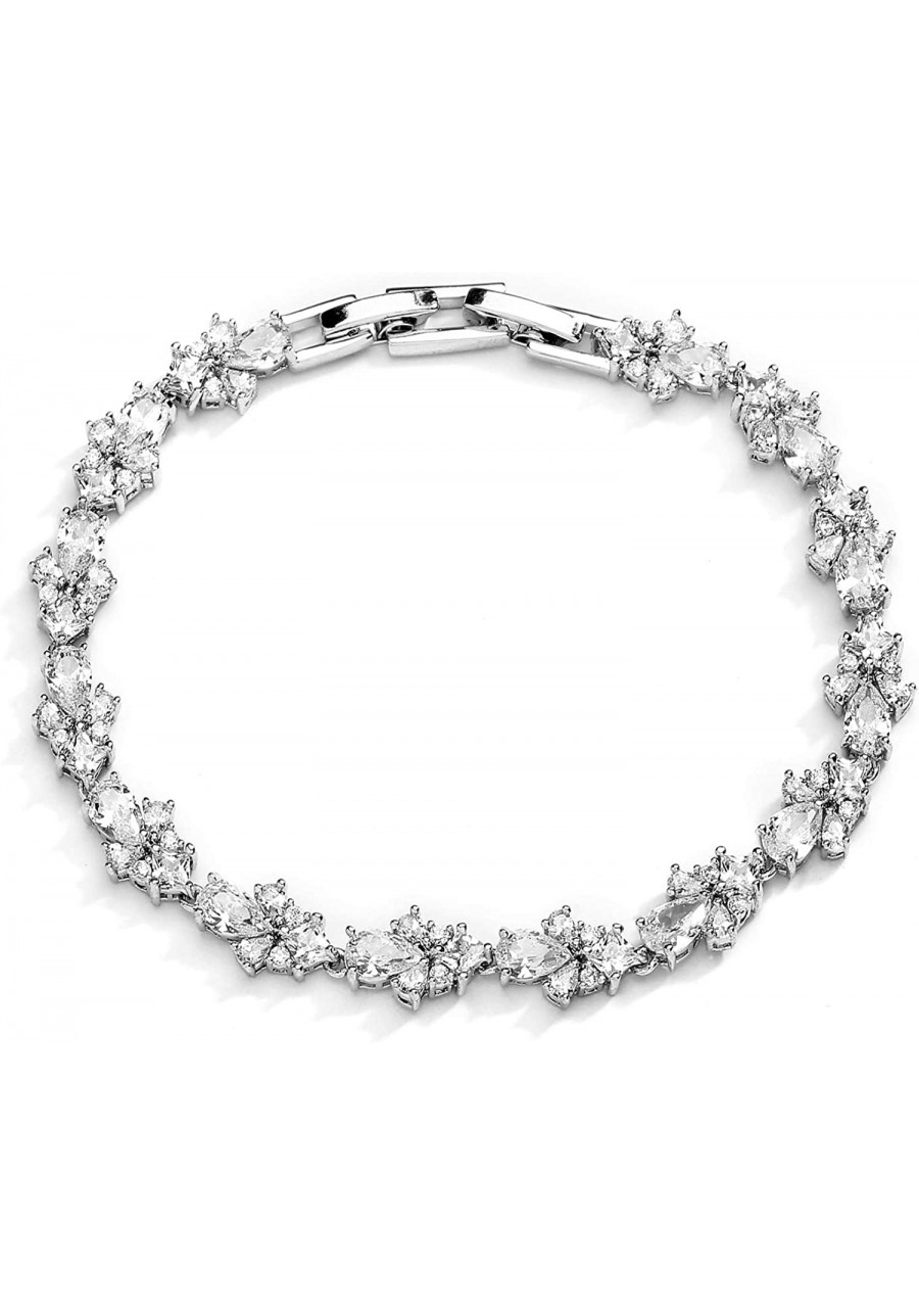 CZ Wedding Bridal & Prom Tennis Bracelet for Women Silver Platinum Plated 7" Plus 3/8" Extender $25.19 Tennis