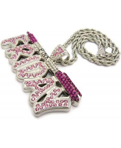 ICED OUT PINK FRIDAY PENDANT & 5mm/18" ROPE CHAIN HIP HOP NECKLACE - RC2467R $25.92 Pendant Necklaces