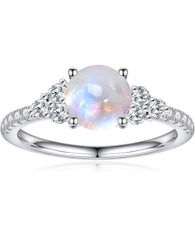 Authentic Moonstone Ring Real 925 Sterling Silver Rainbow Moonstone Rings for Women Genuine Moonstone Jewelry $27.01 Statement