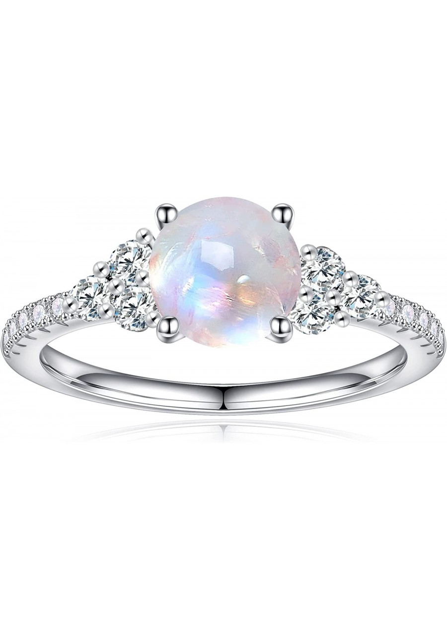 Authentic Moonstone Ring Real 925 Sterling Silver Rainbow Moonstone Rings for Women Genuine Moonstone Jewelry $27.01 Statement