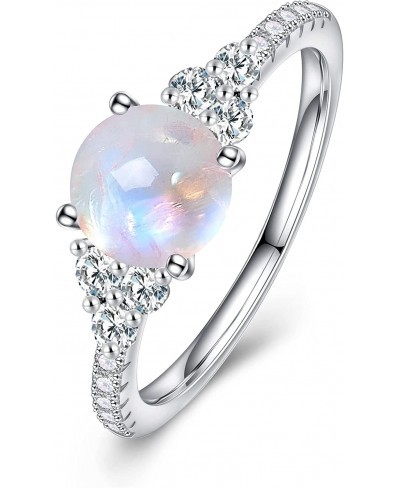 Authentic Moonstone Ring Real 925 Sterling Silver Rainbow Moonstone Rings for Women Genuine Moonstone Jewelry $27.01 Statement