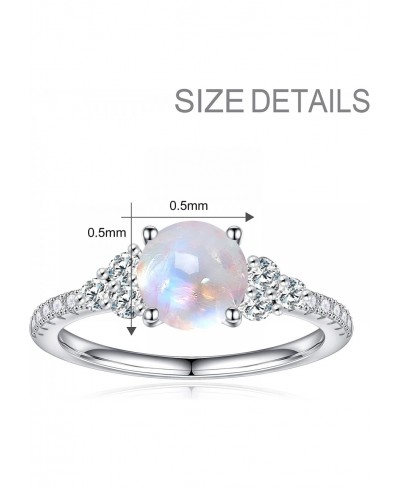 Authentic Moonstone Ring Real 925 Sterling Silver Rainbow Moonstone Rings for Women Genuine Moonstone Jewelry $27.01 Statement