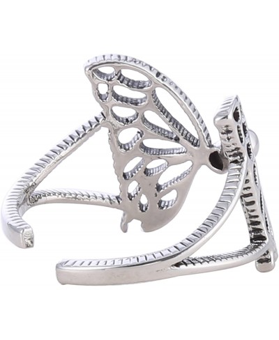 METREE Women Silver Color Hollow Out Butterfly Opening Ring (Silver 1 pc) $6.99 Statement