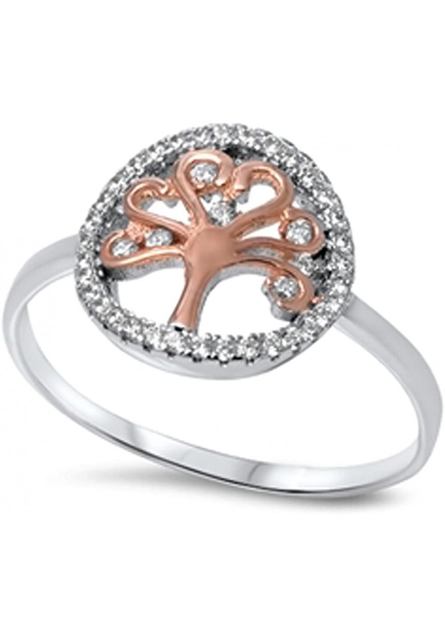 Tree of Life Halo Clear CZ Classic Ring New .925 Sterling Silver Band Sizes 4-10 $15.44 Bands