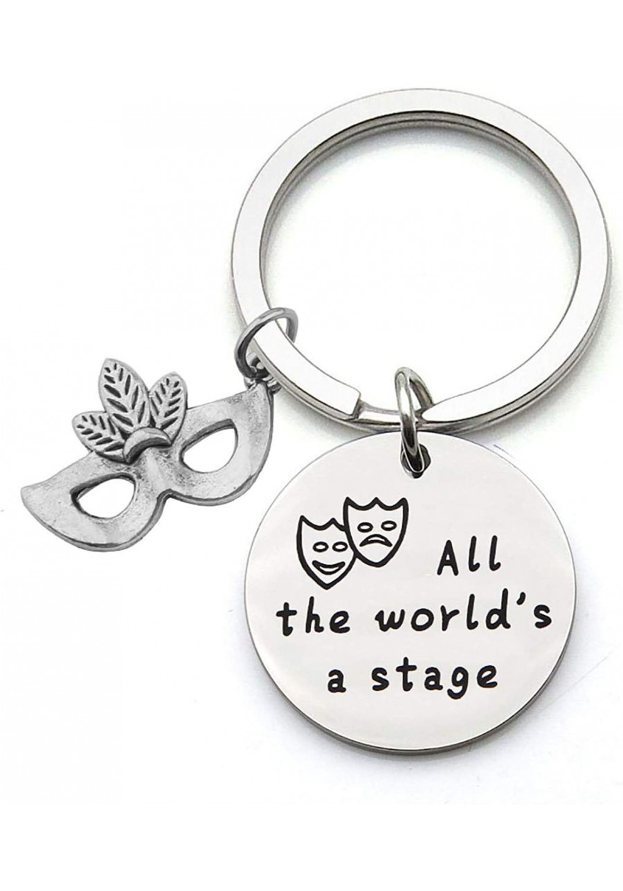 Drama Mask Keychain All The World's a Stage Shakespeare Inspired Keychain Theater Jewelry Gift for Actor Actress $12.29 Penda...