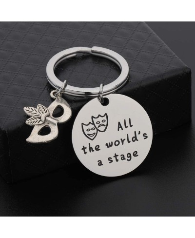 Drama Mask Keychain All The World's a Stage Shakespeare Inspired Keychain Theater Jewelry Gift for Actor Actress $12.29 Penda...