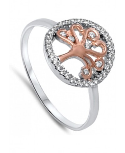 Tree of Life Halo Clear CZ Classic Ring New .925 Sterling Silver Band Sizes 4-10 $15.44 Bands
