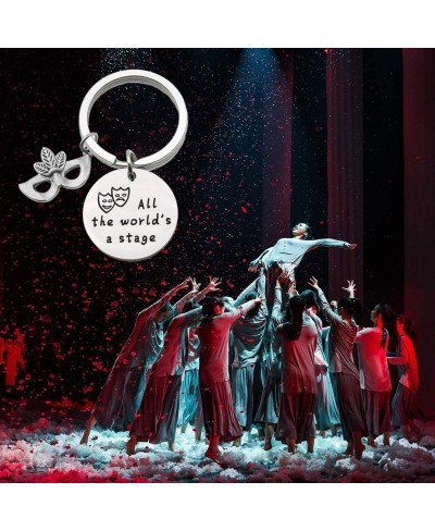 Drama Mask Keychain All The World's a Stage Shakespeare Inspired Keychain Theater Jewelry Gift for Actor Actress $12.29 Penda...