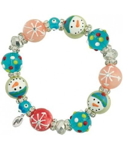 Clementine Design Snowy Friends Bracelet Painted Glass Beads Rhinestones $15.01 Stretch