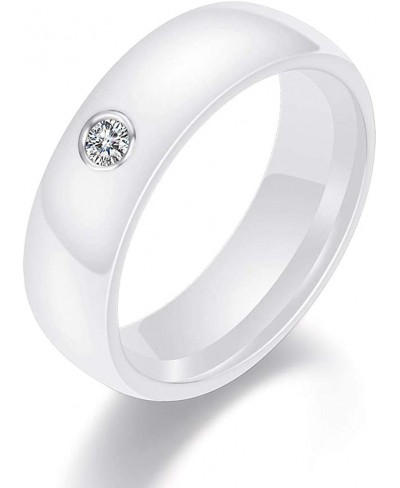 Ceramic Ring with Inlaid Zircon Gemstone Fashion Jewelry Wedding Band 6mm $16.70 Bands