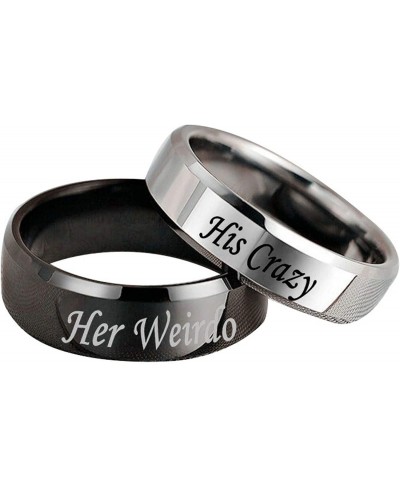 Engagement Rings His and Hers Rings Stainless Steel Set Engraved Her Weirdo and His Crazy Size 5-13 $17.84 Bridal Sets