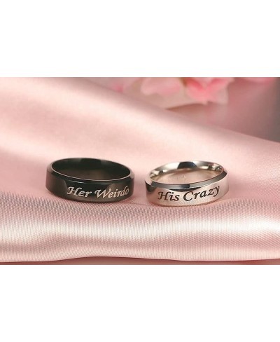 Engagement Rings His and Hers Rings Stainless Steel Set Engraved Her Weirdo and His Crazy Size 5-13 $17.84 Bridal Sets