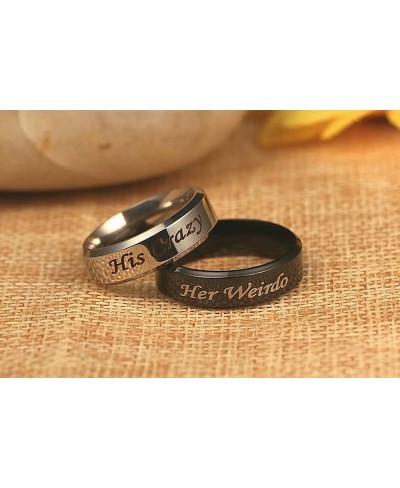 Engagement Rings His and Hers Rings Stainless Steel Set Engraved Her Weirdo and His Crazy Size 5-13 $17.84 Bridal Sets