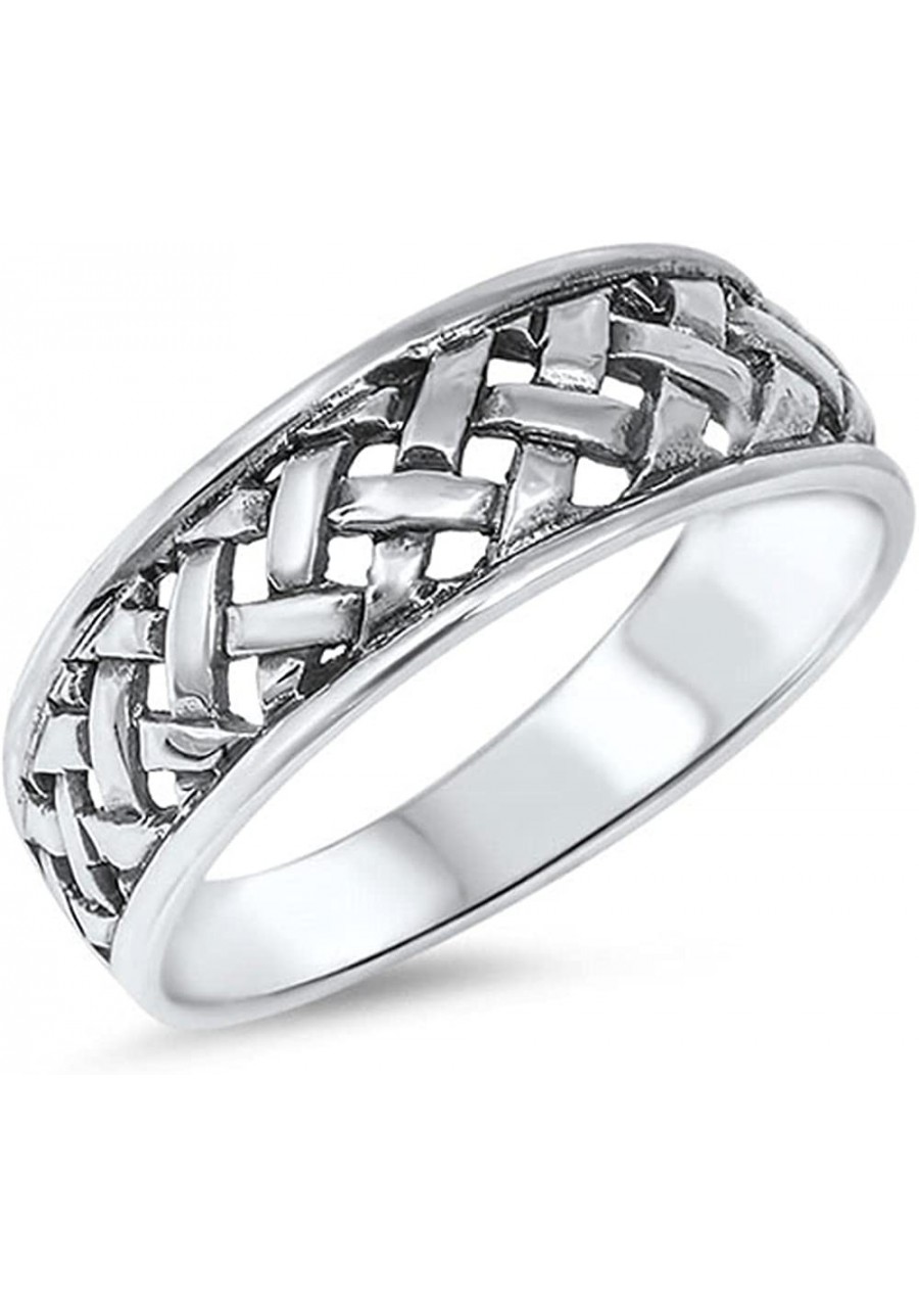 Women's Weave Basket Fashion Ring New .925 Sterling Silver Band Sizes 4-12 $17.68 Bands