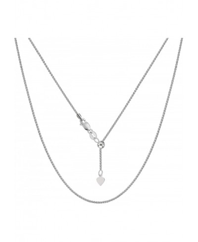 Sterling Silver Rhodium Plated Adjustable Wheat Chain Necklace 1.0mm 22 $34.35 Chains