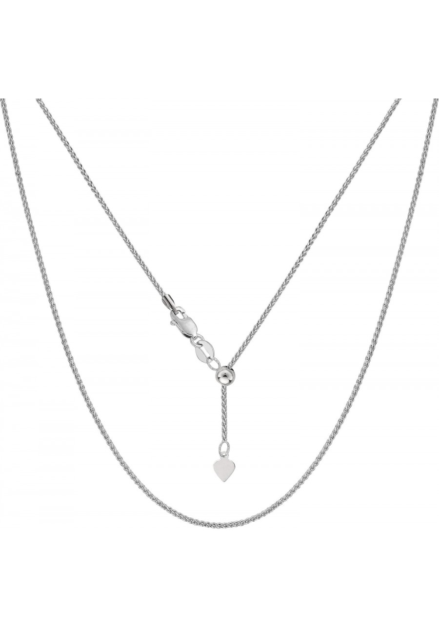 Sterling Silver Rhodium Plated Adjustable Wheat Chain Necklace 1.0mm 22 $34.35 Chains