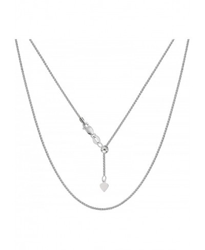 Sterling Silver Rhodium Plated Adjustable Wheat Chain Necklace 1.0mm 22 $34.35 Chains