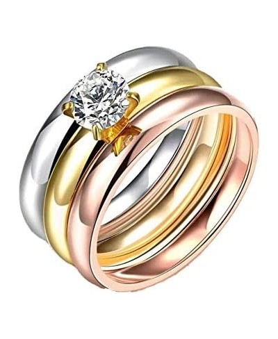 Amilia 3pc Stainless Steel Engagement Wedding Ring and Band Set - Ginger Lyne Collection $15.15 Bridal Sets