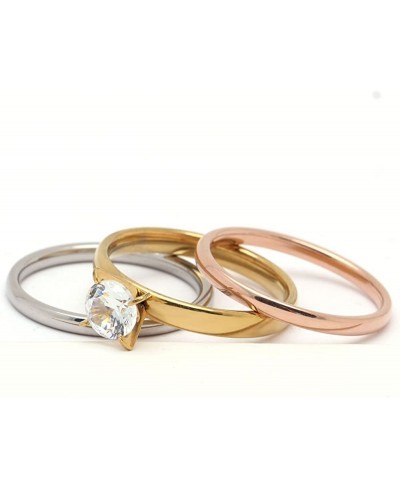 Amilia 3pc Stainless Steel Engagement Wedding Ring and Band Set - Ginger Lyne Collection $15.15 Bridal Sets