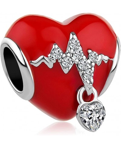 Heartbeat Electrocardiogram Charm ECG Charm Bead for Bracelet $10.30 Charms & Charm Bracelets