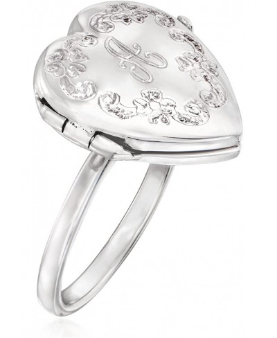 Italian Sterling Silver Personalized Floral Heart Locket Ring $41.39 Lockets