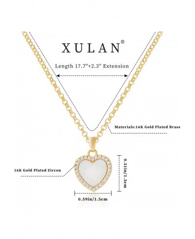 Heart Necklaces Mother Pearl Pendant for Women 16K Dainty Gold Plated Cubic Zirconia Necklaces for Women/Girl friend/Mom $17....