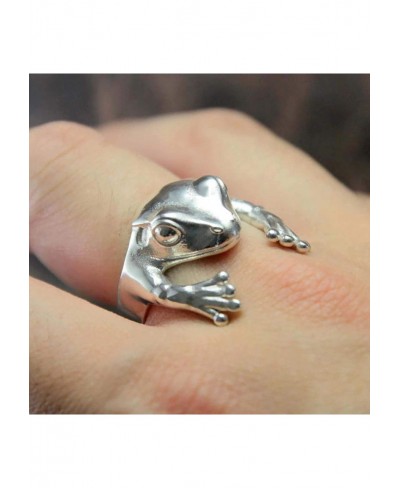 Frog Open Rings for Women - Creative Design Animal Retro Ring Adjustable Rings Sterling Silver Ring - Women Unique Fashion An...
