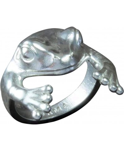 Frog Open Rings for Women - Creative Design Animal Retro Ring Adjustable Rings Sterling Silver Ring - Women Unique Fashion An...