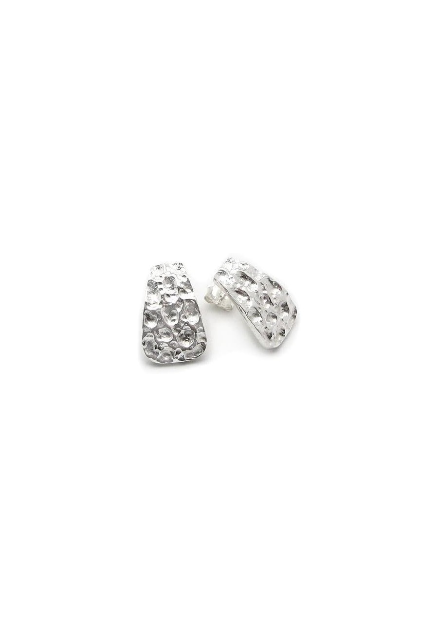 Curved Hammered Finish Sterling Silver Post Stud Earrings $38.01 Stud