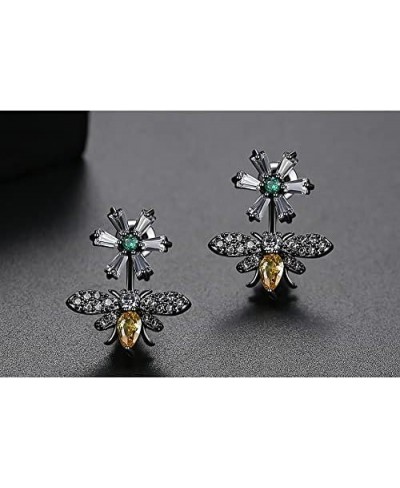 Daisy Bee Flower Gold/Black Plated Stud Earrings for Women Teen Girls Kids Fashion Animal Cute Mini Piercing Post Hypoallerge...