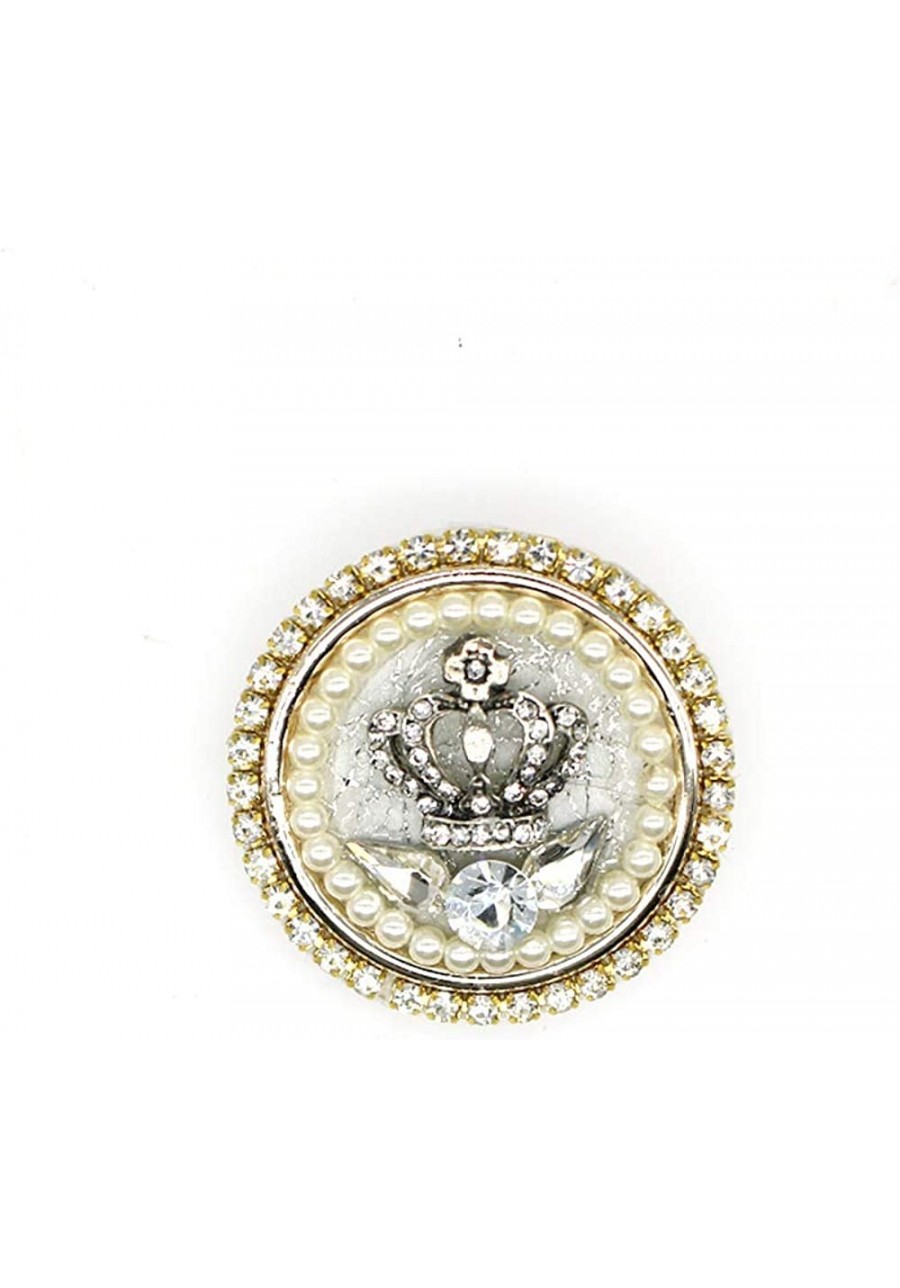 Crystal Pearl Round Crown Brooch Pin Elegant Shiny Rhinestone Royal Princess Safety Brooches Dress Sweater Coat Pins Gold Pla...