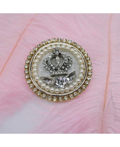 Crystal Pearl Round Crown Brooch Pin Elegant Shiny Rhinestone Royal Princess Safety Brooches Dress Sweater Coat Pins Gold Pla...